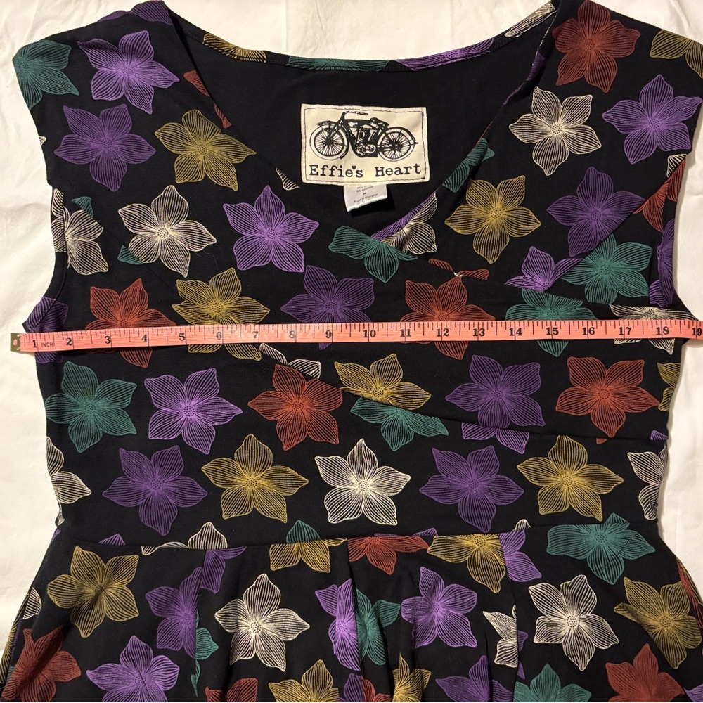 Effie's Heart Black and Purple Sundress V-Neck Sleeveless - Picture 6 of 7